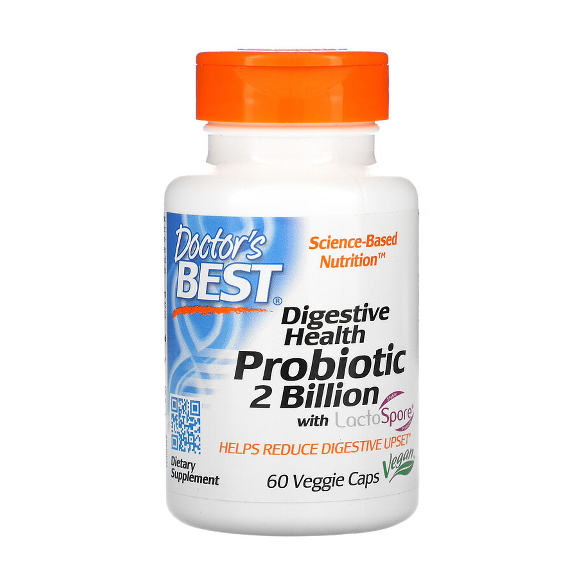 Пробіотики Doctor's Best Digestive Health Probiotic 2 Billion with Lactospore, 60 веганських капсул