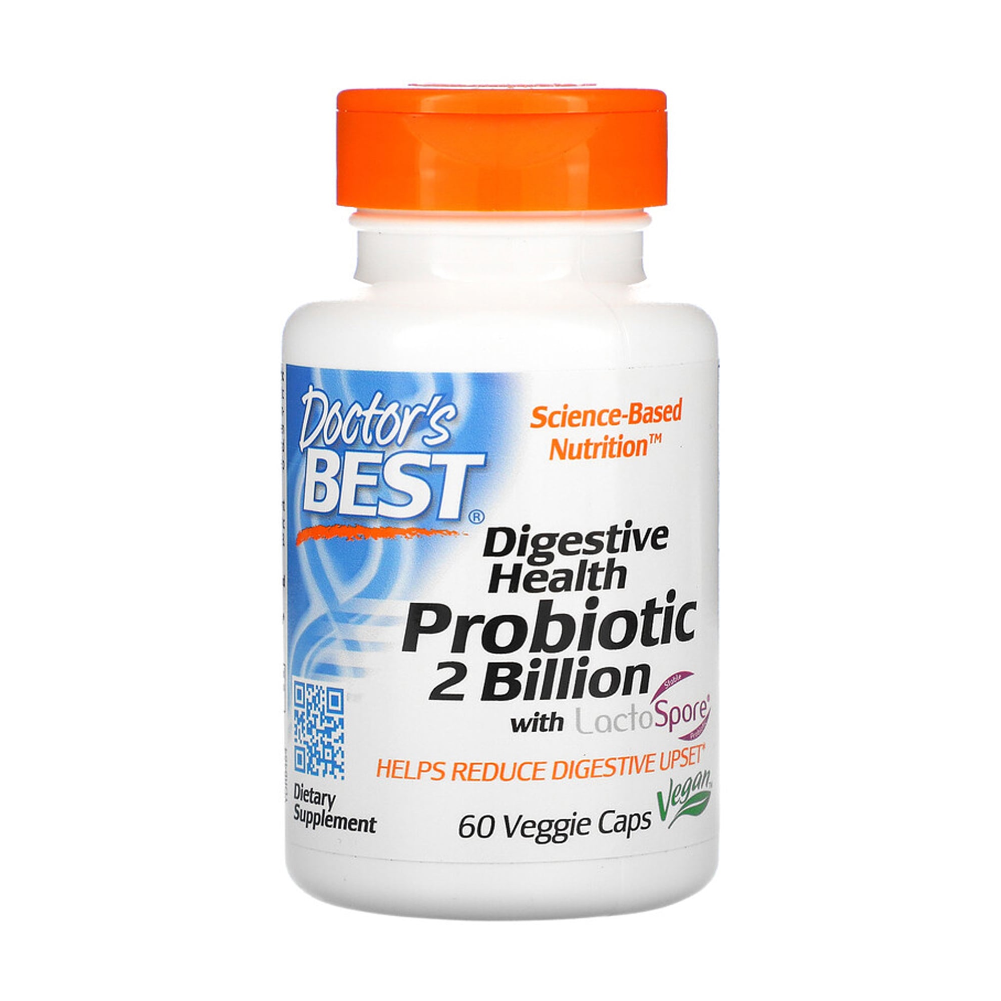 Уцінка! Пробіотики Doctor's Best Digestive Health Probiotic 2 Billion with Lactospore, 60 веганських капсул